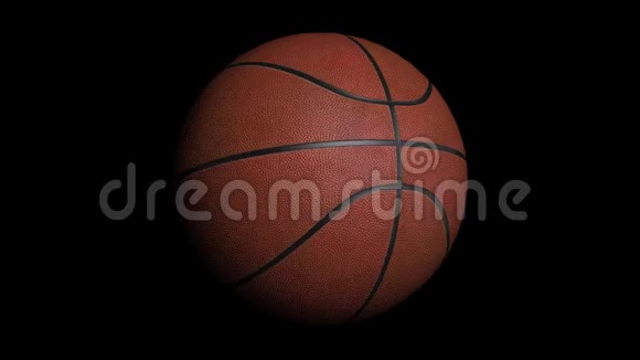 可循环旋转篮球与阿尔法通道黑色背景篮球视频的预览图