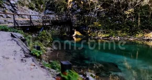 拉多夫纳河流经文特加尔峡谷木桥特里格拉夫国家公园视频的预览图