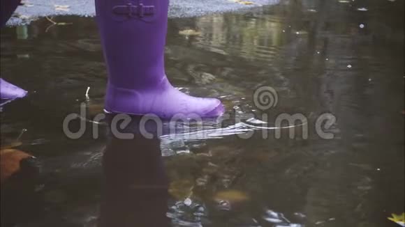 水坑的雨靴视频的预览图
