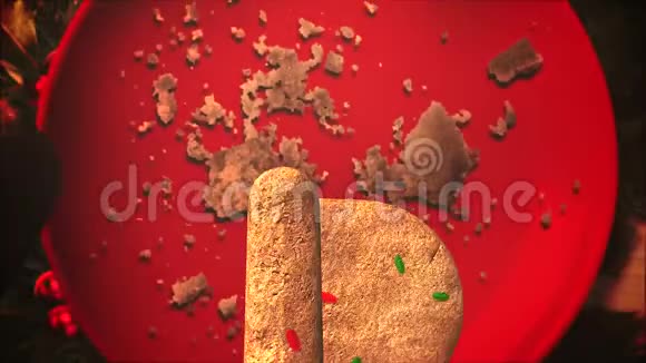 动画特写快乐假期文字木制背景圣诞派视频的预览图