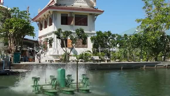 泰国寺庙的池塘曝气器视频的预览图
