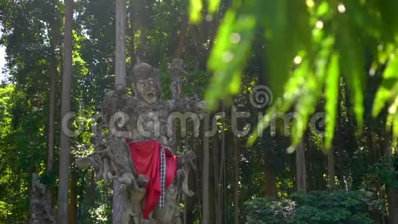 印度尼西亚巴厘岛桑吉猴林中与猴子搏斗的神像视频的预览图