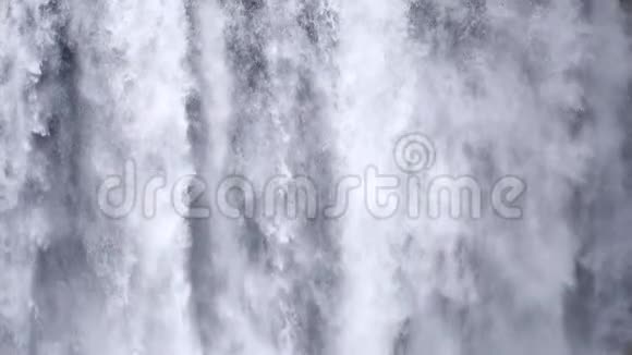 瀑布特写慢动作背景斯科加福斯冰岛抽象的水背景真实的水纹理视频的预览图