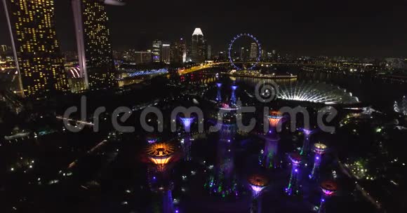 夜晚新加坡海湾旁的SupertreeGrove令人惊叹视频的预览图