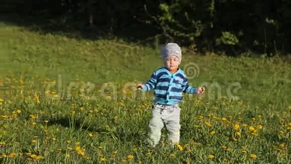 小男孩在公园里散步视频的预览图