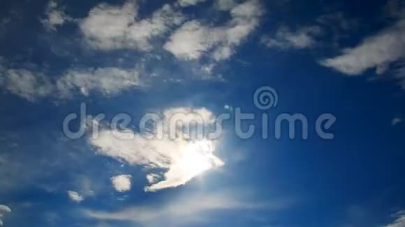时间流逝的浮云映衬着蓝天太阳穿过云层视频的预览图