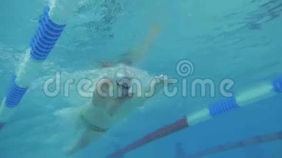 水下景观游泳运动员游泳训练慢动作自由泳爬行视频的预览图