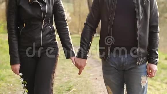 野餐时间年轻夫妇在公园野餐玩得很开心爱情和温柔约会浪漫生活方式视频的预览图