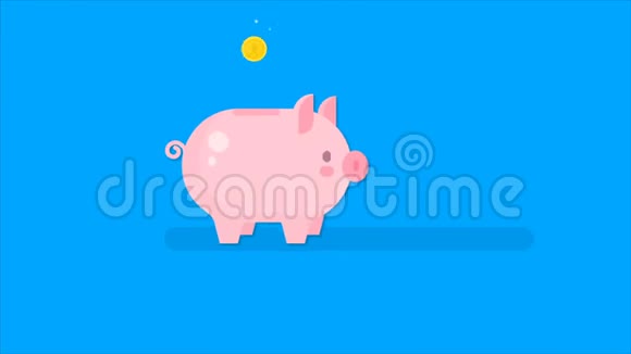 猪银行图标动画视频金钱箱运动概念视频的预览图