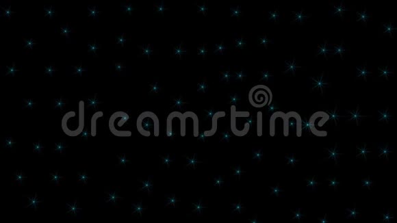 在太空运动视频上闪烁的蓝色星星辉光耀斑星效太空中闪烁的星星视频的预览图