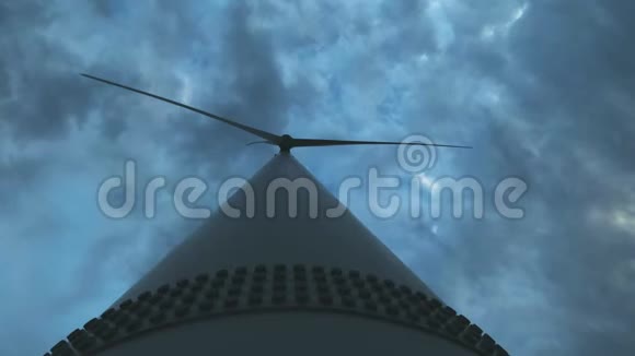 克里米亚大型风电场中的风力涡轮机可再生能源生产乌云密布的概念视频的预览图