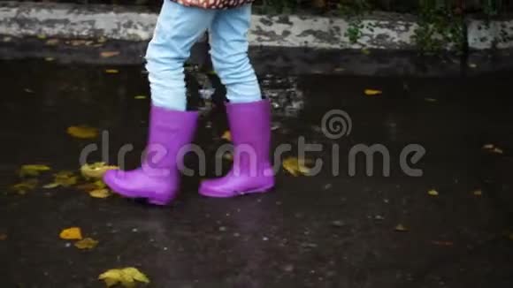 水坑的雨靴视频的预览图