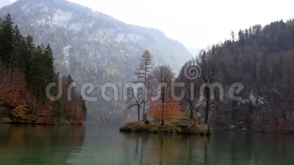 一个湖中央长满树木的岛屿视频的预览图