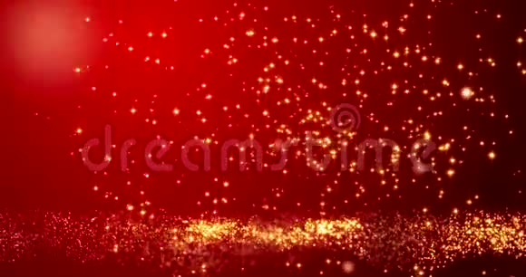 金色五彩斑斓的bokeh灯在红色快乐情人节背景视频的预览图