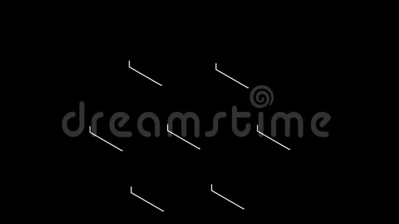蜂窝的形状移动白线和虚线的末端黑色背景视频的预览图