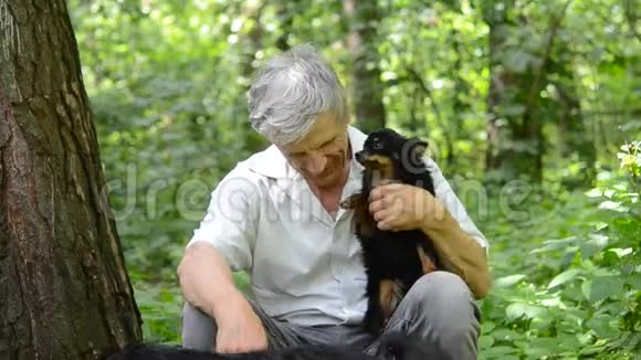 森林里的老人和狗视频的预览图