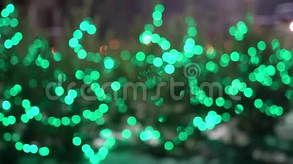 闪烁的绿色圣诞光芒视频的预览图