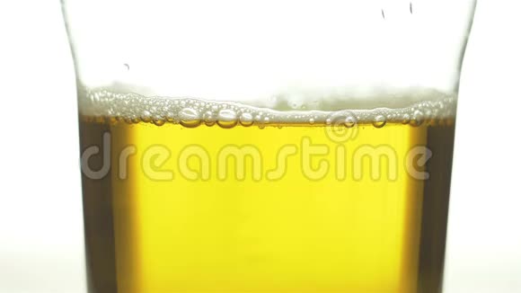 一杯啤酒隔离开来切断路径从顶部倒入一个玻璃视频的预览图