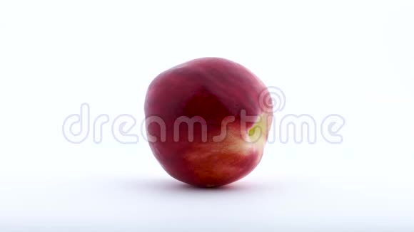 一个完整的油桃果实在转盘上旋转孤立在白色背景上特写镜头视频的预览图
