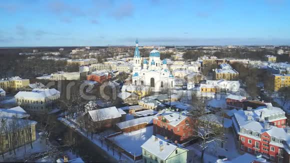 观波克洛夫斯基大教堂一月航拍视频俄罗斯加奇纳视频的预览图