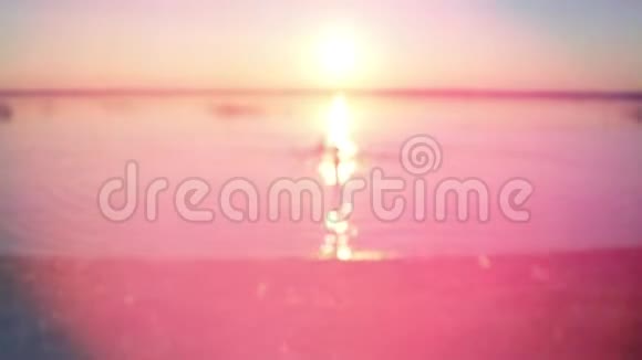 日落时分孩子们在湖中游泳童年的快乐视频的预览图