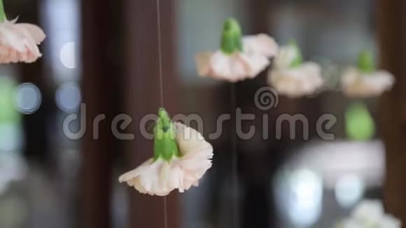 花芽挂在丝线上作为婚礼装饰视频的预览图