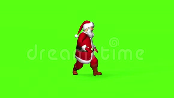 穿着红色西装的圣诞老人正在跳舞3d在绿色屏幕上渲染视频的预览图