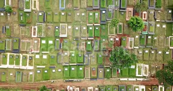 一排墓碑的空中镜头视频的预览图