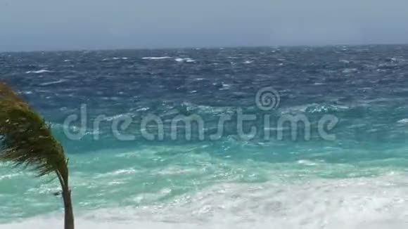 强烈的泡沫海浪在海岸线上暴风雨天气在尼斯法国海景视频的预览图