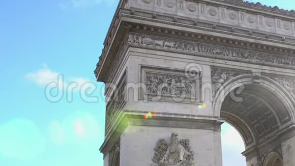 凯旋门被阳光照射历史观光场所旅游视频的预览图