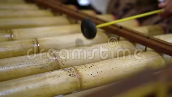 把音乐家的手拿着竹竿玩传统音乐视频的预览图