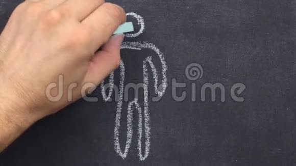 一个人的剪影用粉笔画在黑板上视频的预览图