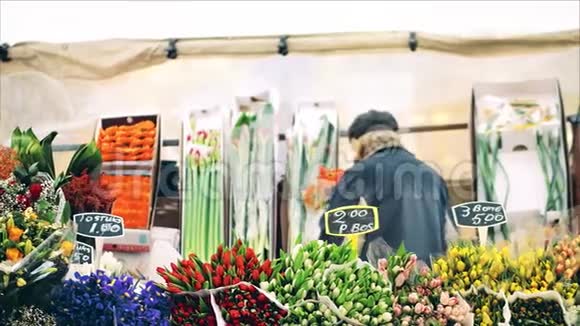 荷兰阿姆斯特丹未知花卉销售商视频的预览图
