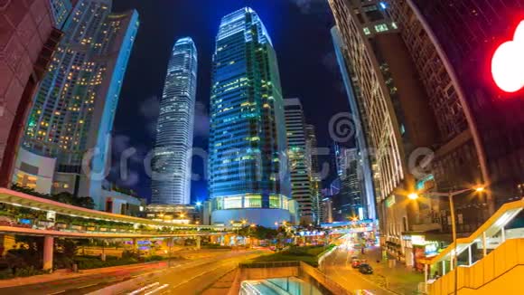 香港夜间城市景观时间流逝视频的预览图