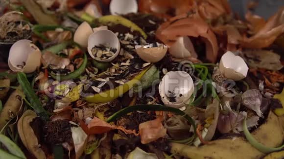 有机厨房垃圾用于蔬菜水果和各种食物堆肥视频的预览图