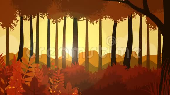 秋天的动画森林视频的预览图