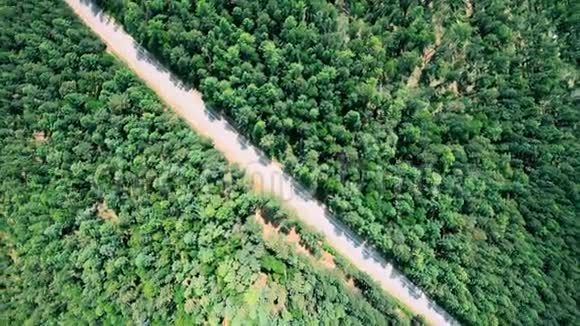 从森林中俯瞰公路按顺时针方向旋转视频的预览图