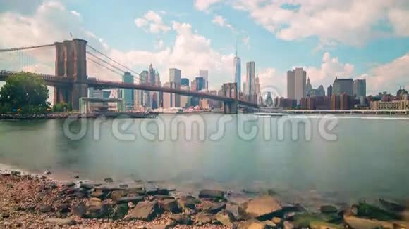 阳光明媚的一天布罗金桥全景4k时间从纽约视频的预览图