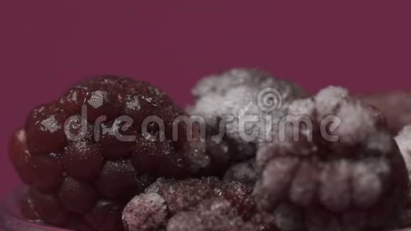 浆果除霜宏观视野甜点成分有机营养新鲜酒吧视频的预览图