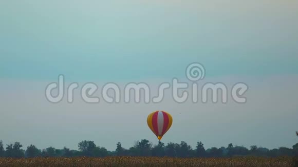 气球在夜空的背景下飞过田野祖国的概念视频的预览图