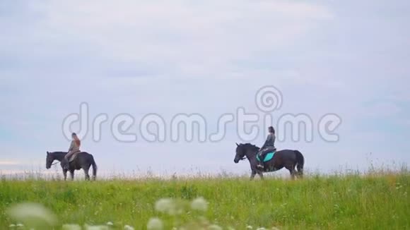 骑在马背上经过夏野的骑手视频的预览图