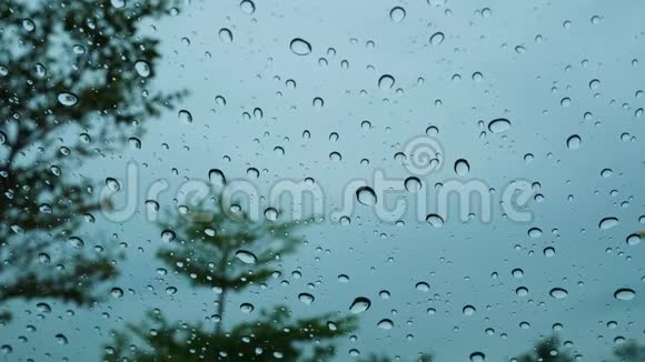 雨点落在汽车玻璃上视频的预览图