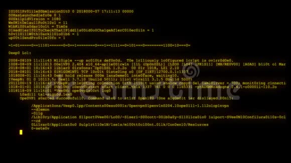 加密快速长时间滚动编程安全黑客代码数据流在琥珀橙色显示新质量视频的预览图