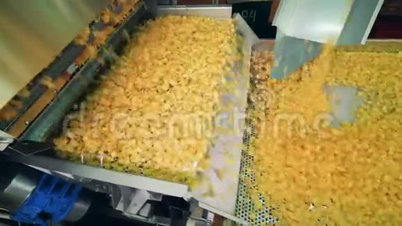 薯片的生产工厂运输商正在搬迁马铃薯薯片视频的预览图