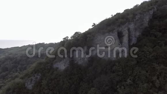 四架直升机展示了绿色山洞黑海阿布哈兹海岸成本视频的预览图