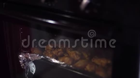 家庭主妇在烤箱里准备食物视频的预览图