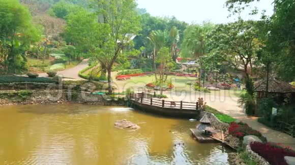 泰国清莱道东美法朗花园池塘视频的预览图
