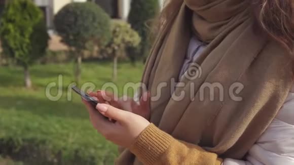 女人在智能手机上交流视频的预览图