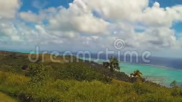 奥图塔基泻湖热带珊瑚礁波利尼西亚风景全景时间推移视频的预览图