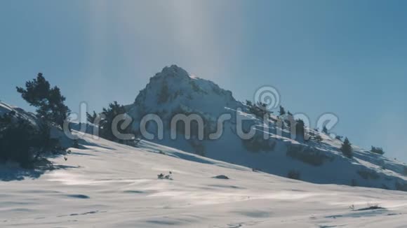 山中的风吹雪视频的预览图